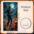 72.83x35.43 Inch Halloween Door Banner Polyester Ghost Hospital Scary Head Scene Decoration Halloween Party Supplies Photography