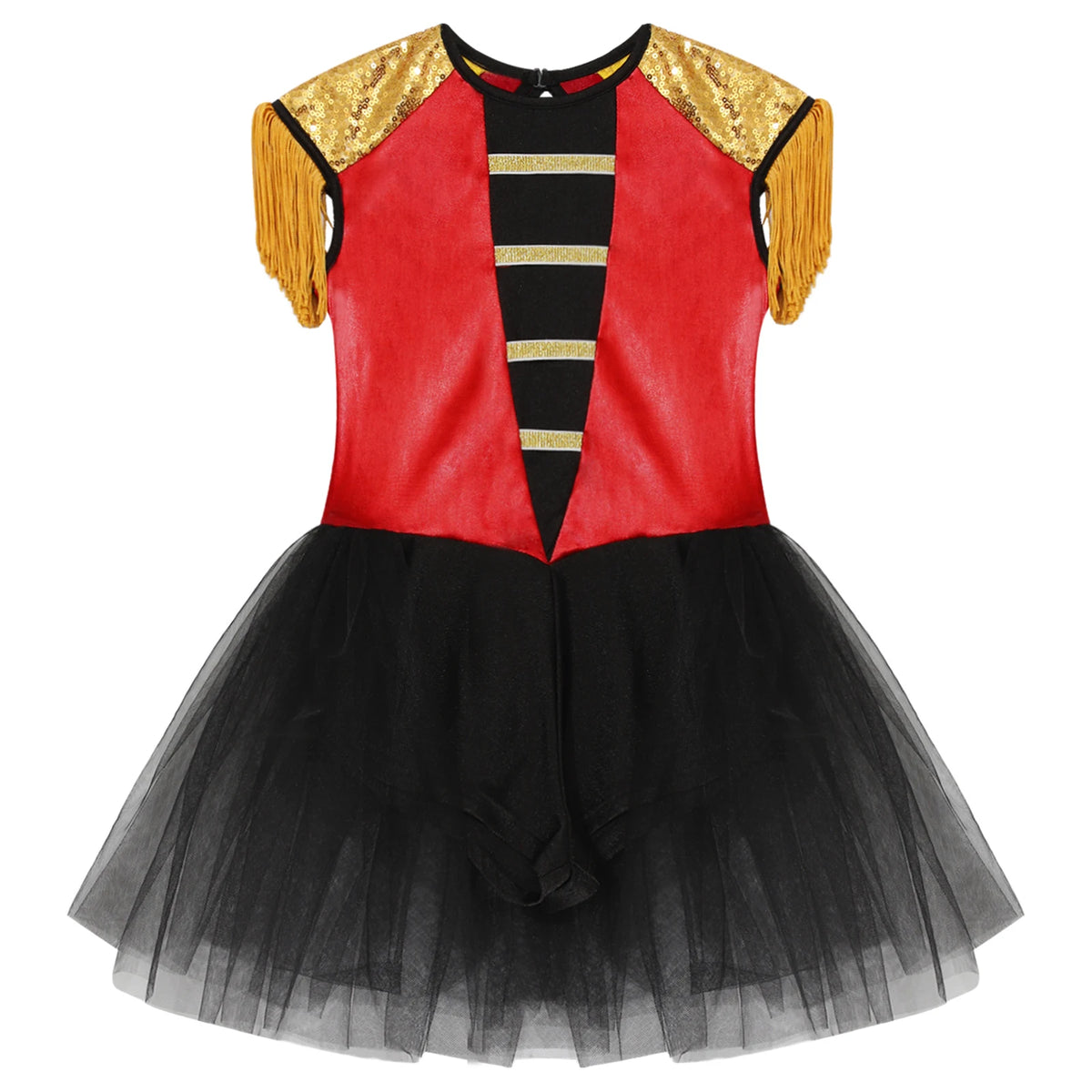 Girls Circus Ringmaster Cosplay Costume Sleeveless Sequin Tassels Leotard Ballet Tutu Dress Unitard Halloween Cosplay Lion Tamer