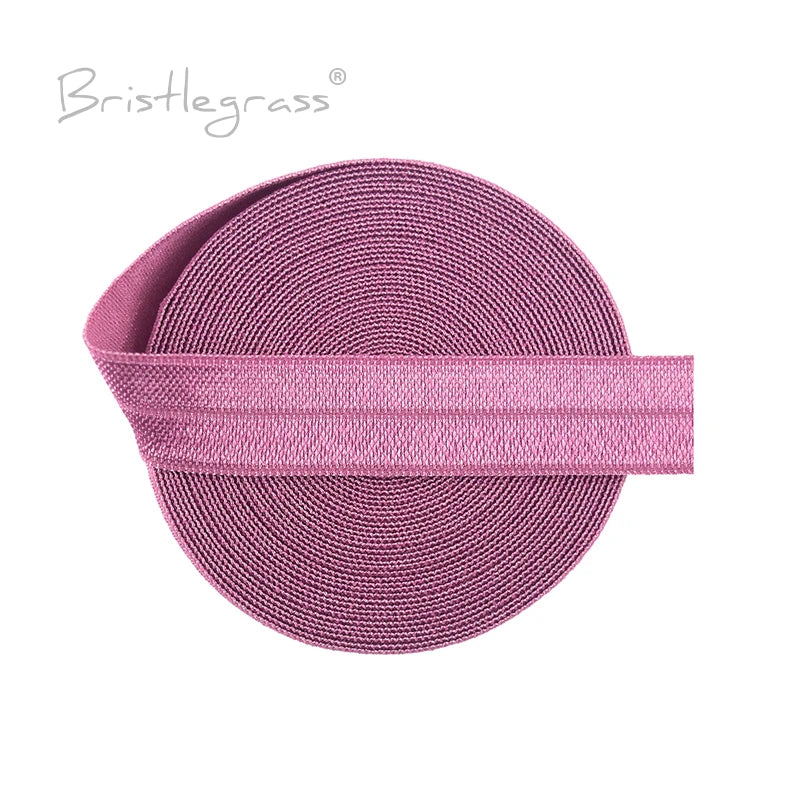 BRISTLEGRASS 2 5 10 Yard 5/8" 15mm Solid FOE Shiny Fold Over Elastic Spandex Satin Band Hair Tie Headband Dress Sewing Lace Trim