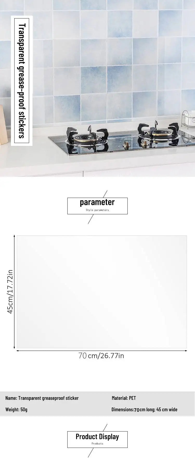 Wall Protector Film Kitchen Oil Proof Wall Sticker Stove Cabinet Heat-resisting Self Adhesive Wallpaper Waterproof Decoration