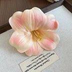 Red Fabric Flower Hair Clips for Women Sweet Petal Long Tassel Barrettes Duckbill Clip Hairpins Summer Holiday Hair Accessories