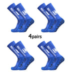 4Pairs/Lot 2024 New ANTI SLIP Tapedesign Football Socks Mid Calf Non-Slip Soccer Sport Cycling Sports Mens Sock EU38-45