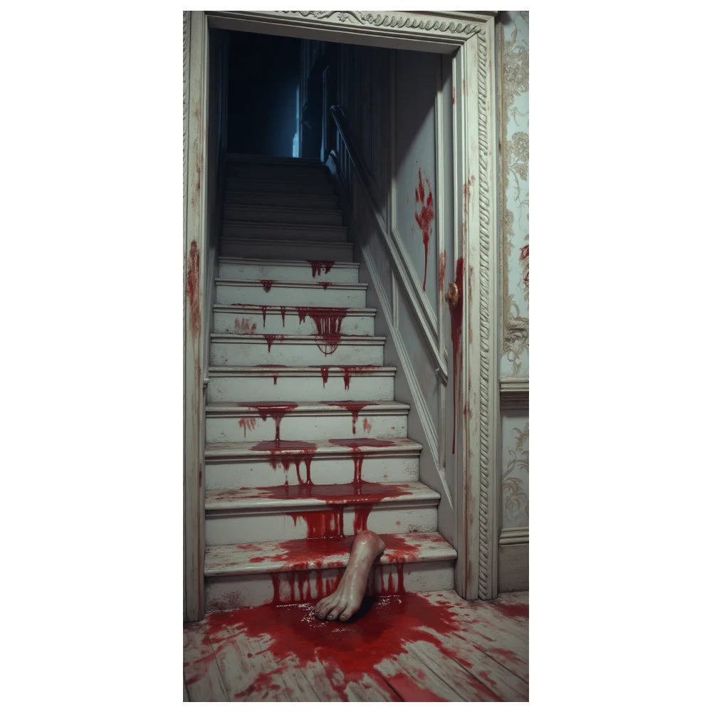 72.83x35.43 Inch Halloween Door Banner Polyester Ghost Hospital Scary Head Scene Decoration Halloween Party Supplies Photography