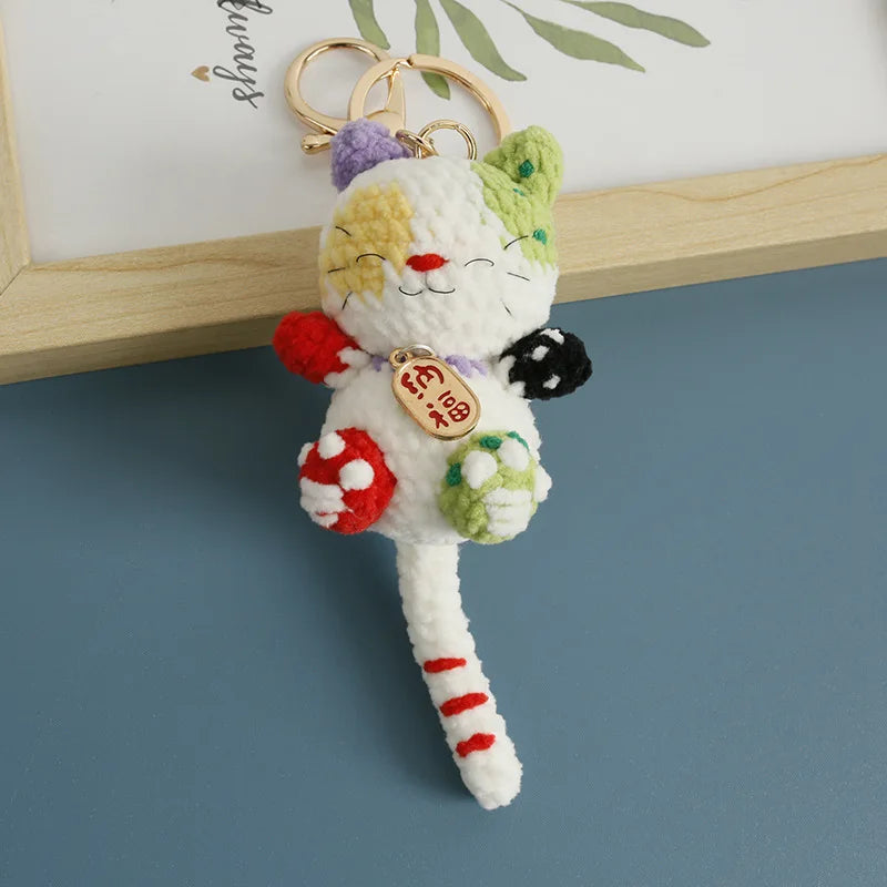 Small Cat Crochet Keychain Handmaking Crochet Cute Kitten Keyrings For Bag Pendant Knitting Animal Doll Keychain For Gift Custom