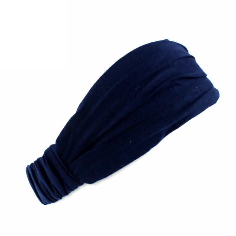 New Summer Women Solid Cotton Headband Elastic Wide Soft Girls Sports Yoga Knotted Headband Running Sweatband For Tennis Gym