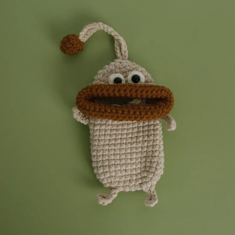 Funny Crochet Keychains Knitting Cute Sausage Mouth Doll Key Holder Knitted Storage Bag Keyrings For Car Keys Wholesale Custom