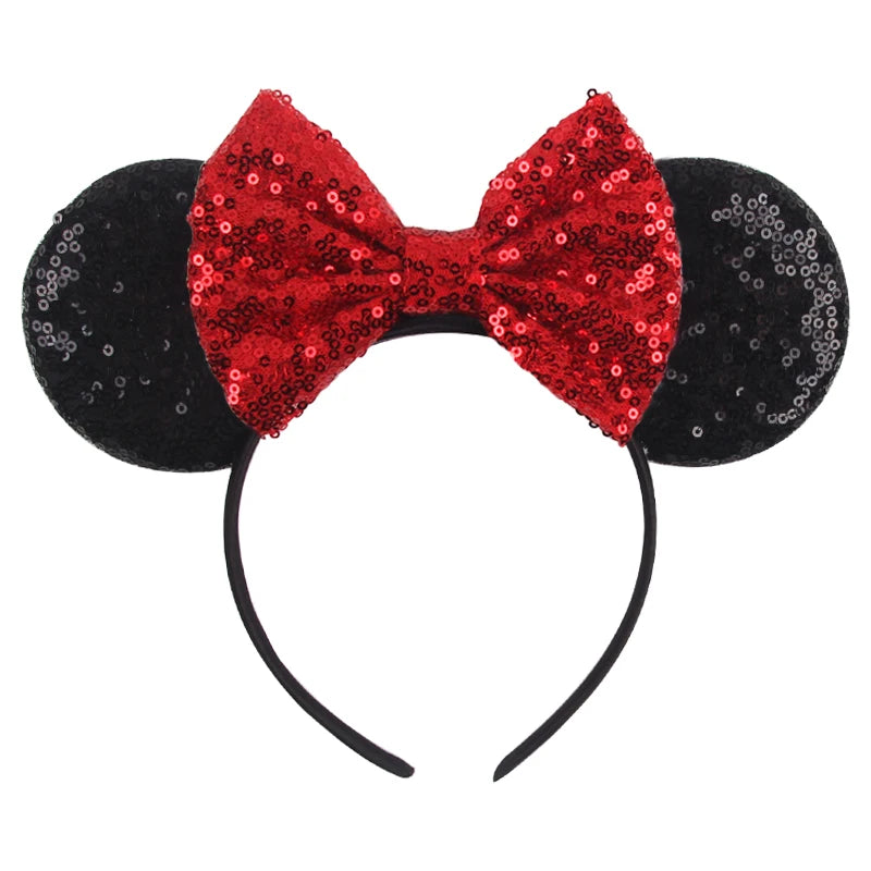 2026 Trip Mouse Ears Headband for Girls Women Sequin Castle 5"Bow Hairband Festival Party Cosplay DIY Hair Accessories