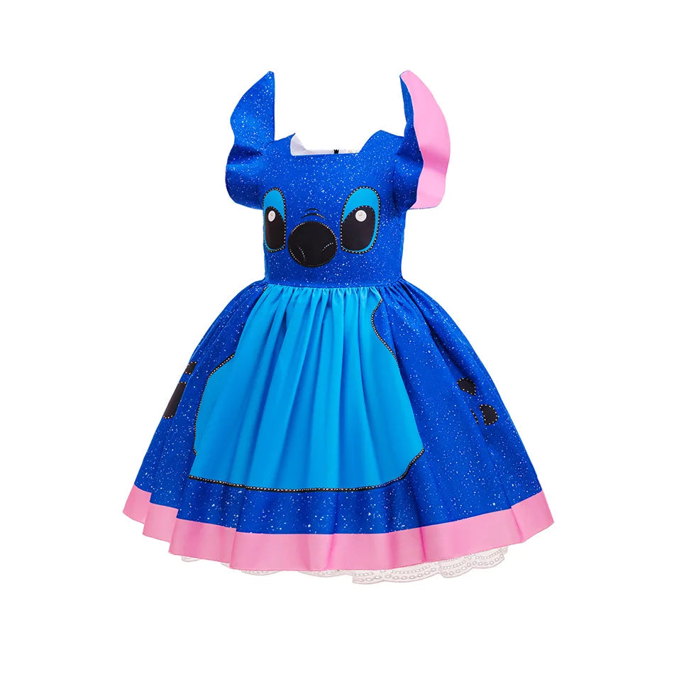 Girls Stitch Cosplay Dress Cute Cartoon Disney Movie Style Costume for Halloween Carnival Stage Performances & Kids' Dress-Up