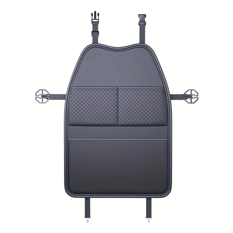 New Car Seat Protection Cover Car Seat Kick Proof Pad with Pockets PU Auto Seat Back Storage Bag Multi-functional Tablet Holder