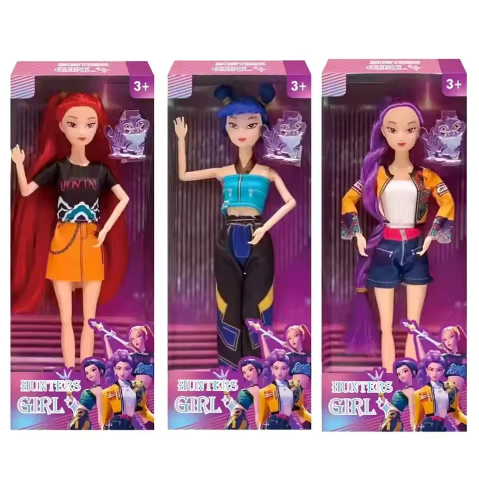 Kpop Rumi Mira Zoey Vinyl Doll Anime Hunters Girl 11 Inch Articulated With Theme Music Cute Toy 3PCS Set Gift for Kids Girl Fans