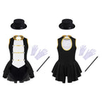 Girls Ringmaster Magician Costume Long Sleeve Leotard Circus Dress Halloween Lion Tamer Theme Carnival Party Fancy Dress Up