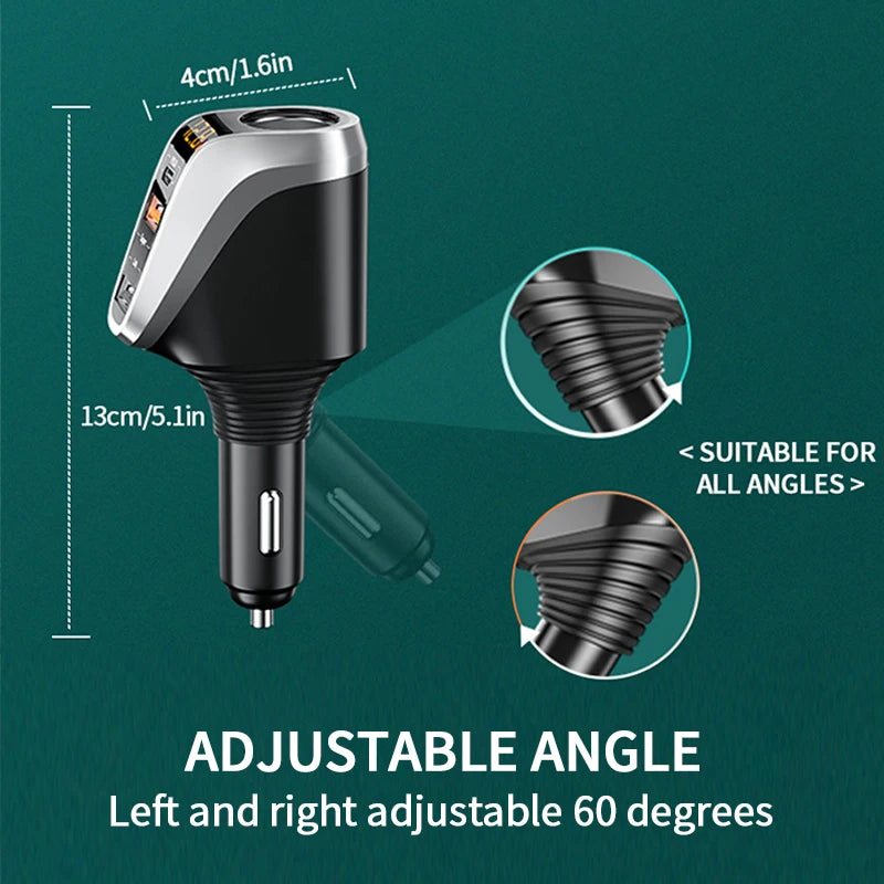 SEAMETAL 66W Car Charger PD20W QC3.0 Port USB Type Fast Charging Phone Charger 12V/24V Universal Cigarette Lighter Power Adapter