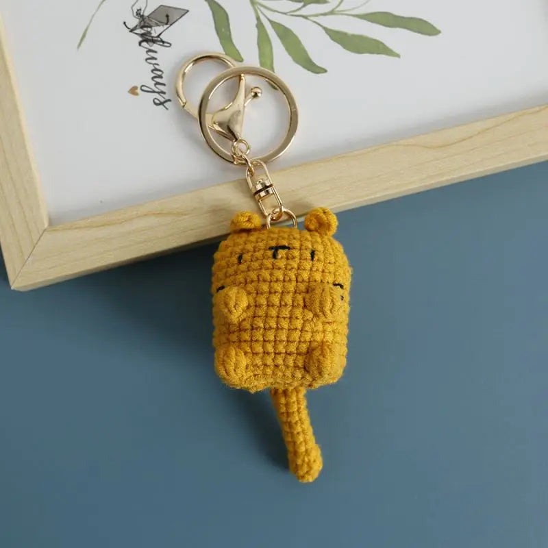 Small Cat Crochet Keychain Handmaking Crochet Cute Kitten Keyrings For Bag Pendant Knitting Animal Doll Keychain For Gift Custom