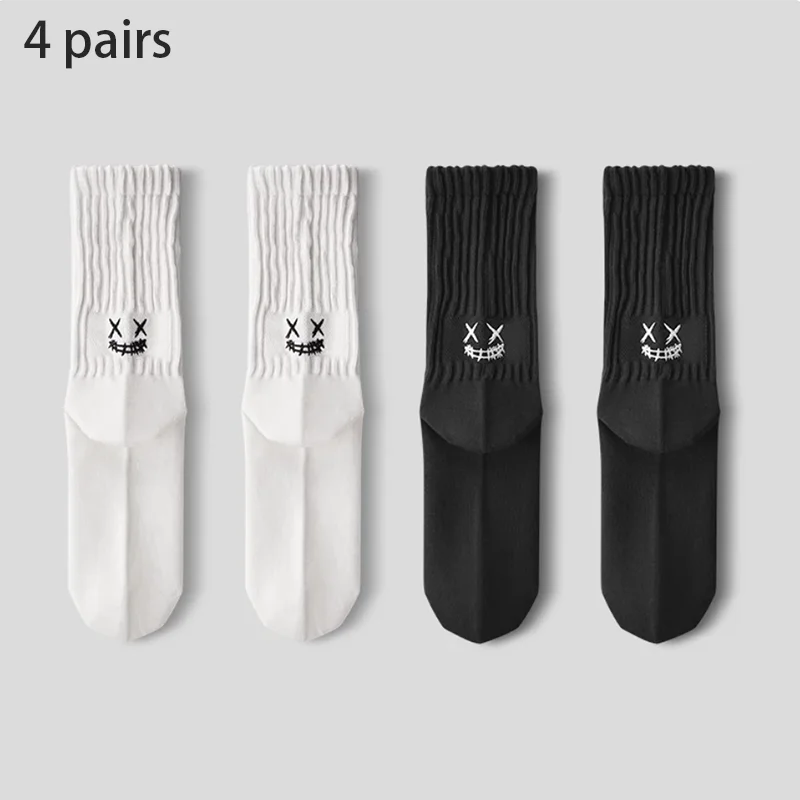 4 Pairs Men's Cotton Work Socks Long Running Breathable Ankle Crew Socks Casual Socks for Men Cycling Socks