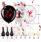 Halloween Balloons, 12 Inch Bloody Balloon,  Horror Balloons with Scary Blood Handprint Zombie Latex Balloon for Halloween Party
