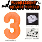 40 inch Orange Number 0-9 Balloon Halloween Horror Theme Birthday Balloon Set Spider Web Bat Festival Decoration Photo Props