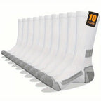 10 Pairs Men Solid Color Striped Sports Long Socks Suitable All Seasons Breathable Anti Odor Sweat Absorption Leisure Socks