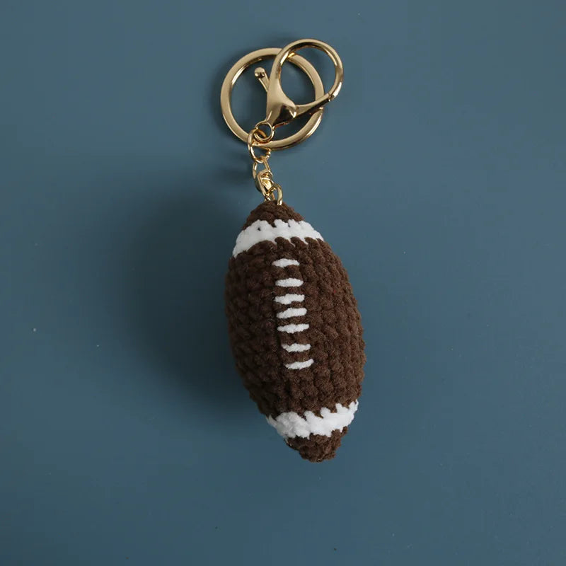 Creative Crochet Soccer Keyrings Wholesale Knitting Basketball Keychain Cute Sport Ball Series Crochet Keychain Custom Accessory