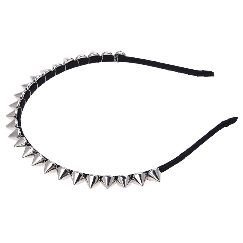 Silver Metal Stud Rivet Spike Headband Hair Head Band Aliceband Punk Girl