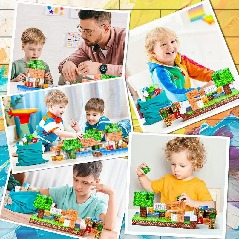 Magnetic Building Block Bricks Toy Mine Stacking World Creative Build Model DIY Set Educational STEM Kids Gifts for Boy Girls