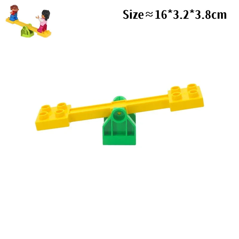 Big Building Blocks Slide Stair Swing Seesaw Ferris Wheel Series Compatible Duploe Large Brick Children Educational Toy Kid Gift