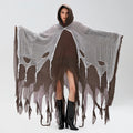 Halloween Witch Cloak with Hood Exaggerated Ripped Grim Reaper Cape Cosplay Props for Party Cosplay Fall Casual Coats Gothic Y2K