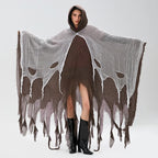 Halloween Witch Cloak with Hood Exaggerated Ripped Grim Reaper Cape Cosplay Props for Party Cosplay Fall Casual Coats Gothic Y2K