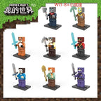 8pcs/lot Minecrafte Creeper Small Building Blocks EnderDragon DIY Steve Cube Skeleton Horse Figures Mini Building Block For Kids