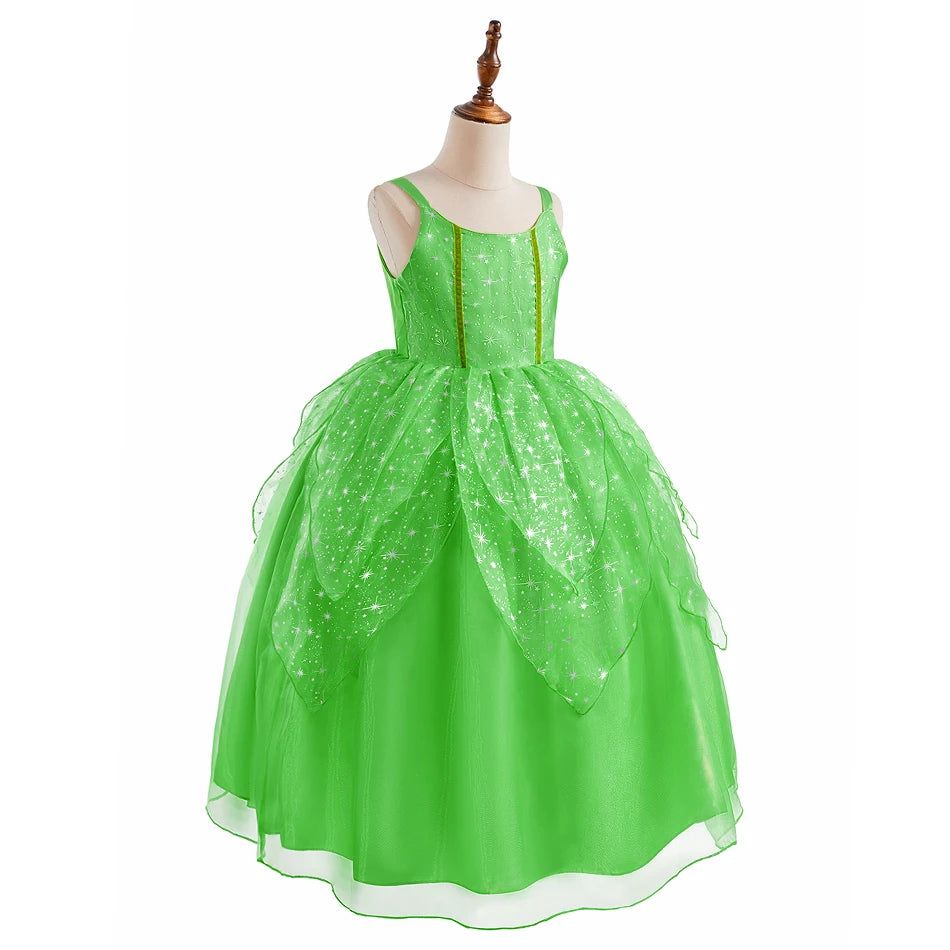 Girls Elsa Anna Dress Children Princess Carnival Dress Kids Jasmine Rapunzel Pageant Flower Disguise Birthday Cosplay Costume