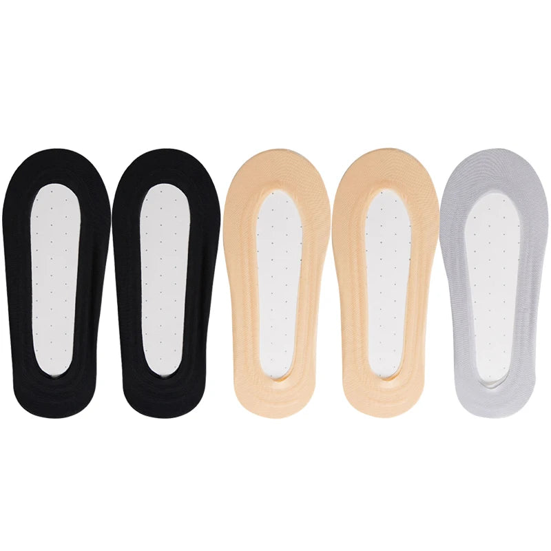 5 Pairs/Lot Socks Women's Ankle Short  No-Show Set Foot Cotton Female Invisible White Low Cut Summer Non-Slip Boat Sock
