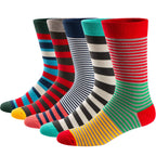 5 Pairs Mens Dress Socks Plus Large Size，High Quality Combed Cotton Crew Socks，Black Cool Argyle Breathable Casual Socks for Men
