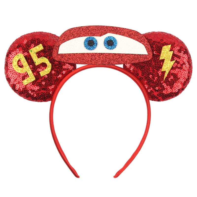 Disney Pixar Cars Kawaii Ear Headbands for Adults Lightning McQueen Hairband Cars on The Road Headwear Girl Bow Hair Accessories