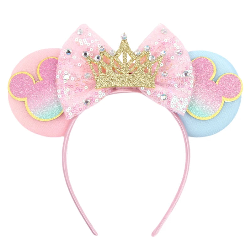 2026 Trip Mouse Ears Headband for Girls Women Sequin Castle 5"Bow Hairband Festival Party Cosplay DIY Hair Accessories