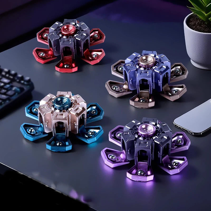 Creative Transformable Finger Mecha Fidget Spinner Tech Aesthetic Mechanical Transformation Fidget Toy For Children Gift