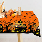 1pc Orange Black Horror Ghost Table Cover Happy Halloween Tablecloth for Trick or Treat Theme Home Decoration