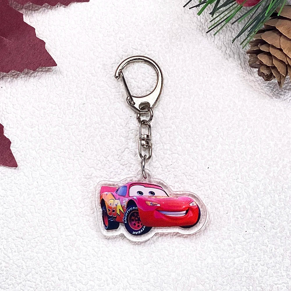 1/11Pcs Disney Cars Lightning McQueen Keychain Accessories Acrylic Charms Pendant For Bag Funny Key Holder Backpack Decoration