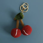 Cute Fruit Series Crochet Keychain Handmaking Knitted Strawberry Keyrings Cute Cherry Keyrings For Bag Pendant Custom Accessory
