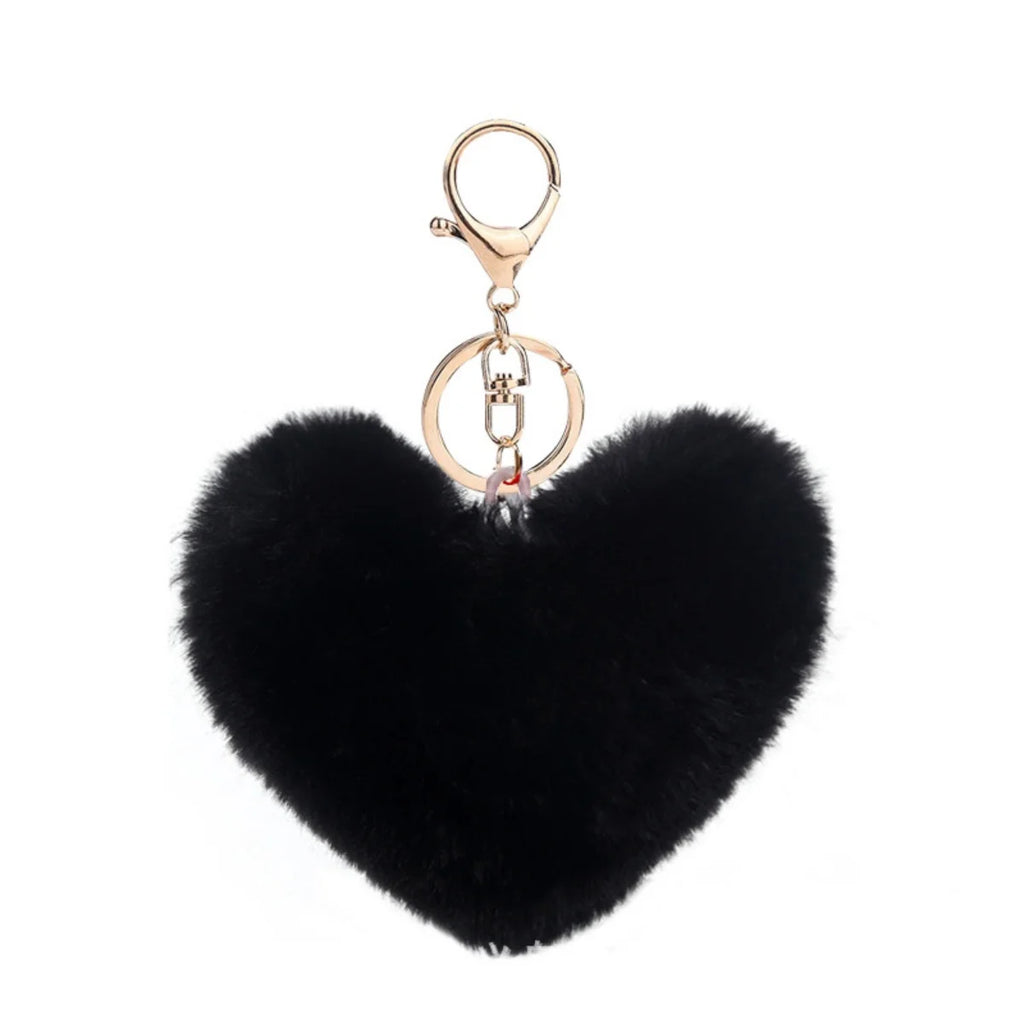 New Heart Plush Hair Ball Keychain Women Leopard Pompom Love Car Key Chain Bags Pendant Hairball Key Rings Jewelry