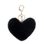 New Heart Plush Hair Ball Keychain Women Leopard Pompom Love Car Key Chain Bags Pendant Hairball Key Rings Jewelry