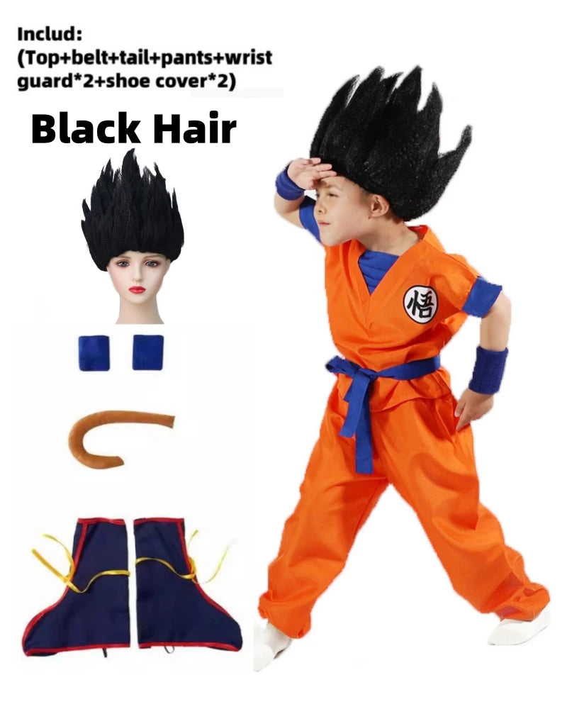 Boys Girls Halloween Son Goku Cosplay Costumes For Kids Outfit Bodysuit Men Krillin Training Clothes Saiyan Outfits Wig Dress Up