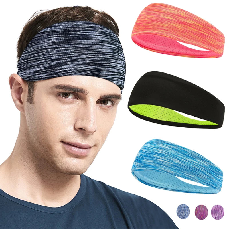 3 Pack Sports Headbands Moisture-Wicking Running Yoga Gym Non Slip Sweatbands for Men Women