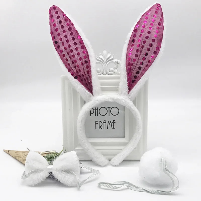 3pcs /set New June 1 Children's Day Holiday Party Activity Performance Animal Plush Rabbit Ears Hair Hoop Accessories Headdress