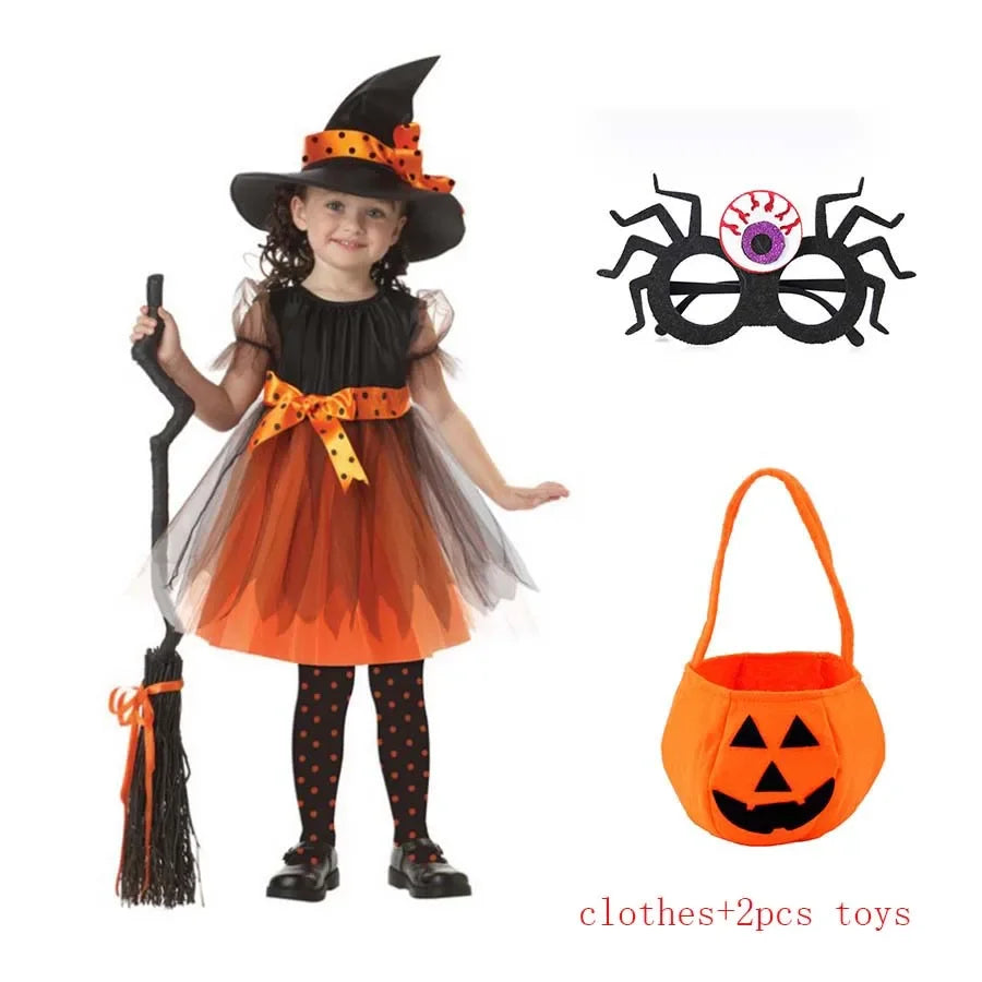 Halloween Costume for Kids Halloween Fantasy Vampire Costume Girls Long Tutu Dress Kids Carnival Outfit Gothic Feather Clothes