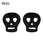 Punk Halloween Earring Black Stainless Steel Ghost Pirate Skull Stud Earrings Women Men Goth Pumpkin Spider Bat Ear Jewelry Gift