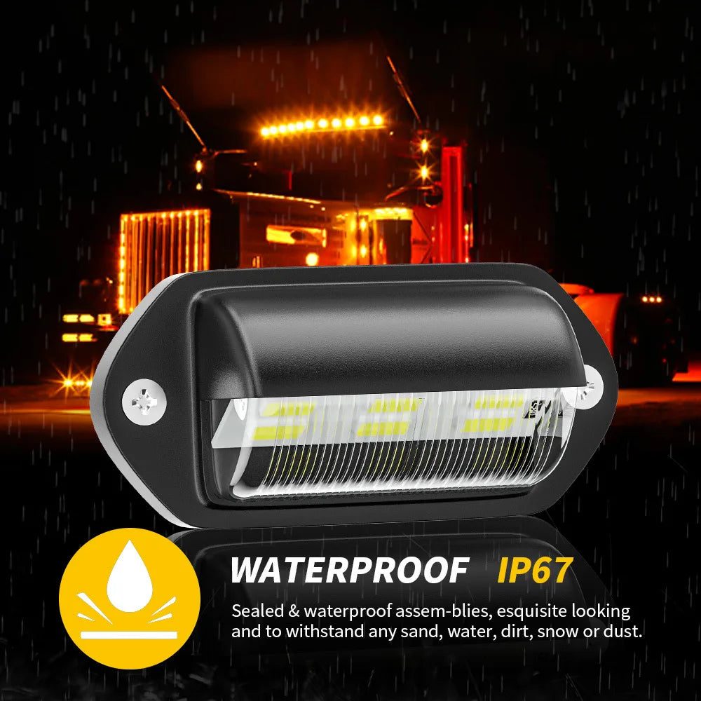 2pcs White LED License Plate Light 12V 24V DC Waterproof 6-SMD License Plate Lamp Taillight For Truck SUV Trailer