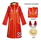 Egghead Island Costume Monkey D Luffy Robe Cosplay Costume 163 Luffy Jacket Coat Hat Outfit Halloween Suit