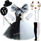 The Clown Costume Terrifier Art Girl Black White Fancy Tutu Dress Horror Joker Dress for Girls Halloween Carnival Party Costumes