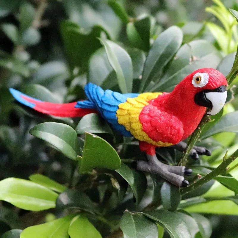 Oenux Bird Forest Animal Parrot Macaw Cockatiel Cockatoo Agapornis Puffin Model Solid PVC Garden Decoration Education Kids Toy