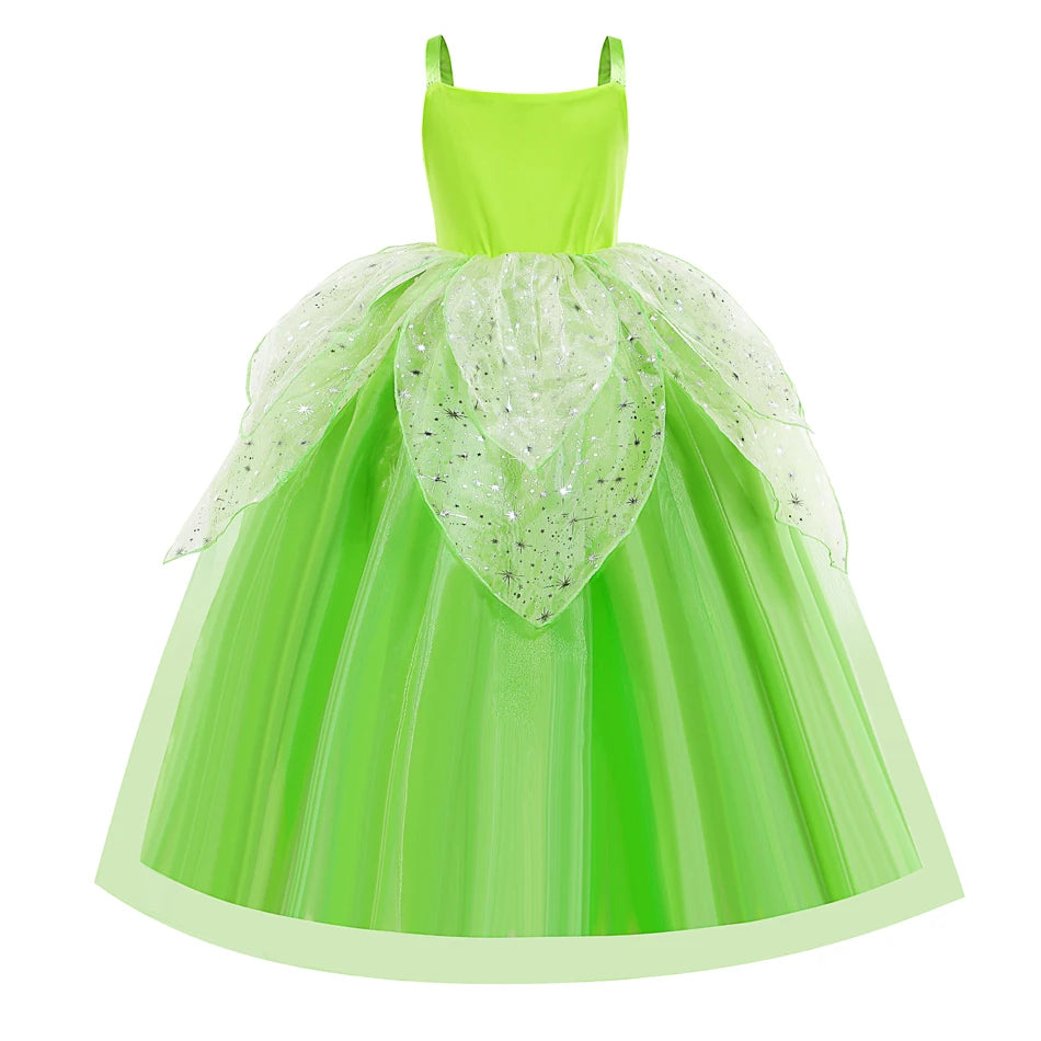 Girls Flower Fairy Dress Up Kids Princess Dress With Wings Halloween Princess Costume Elves Party Tinkerbell Tinker Bell Dress