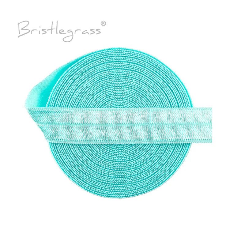 BRISTLEGRASS 2 5 10 Yard 5/8" 15mm Solid FOE Shiny Fold Over Elastic Spandex Satin Band Hair Tie Headband Dress Sewing Lace Trim